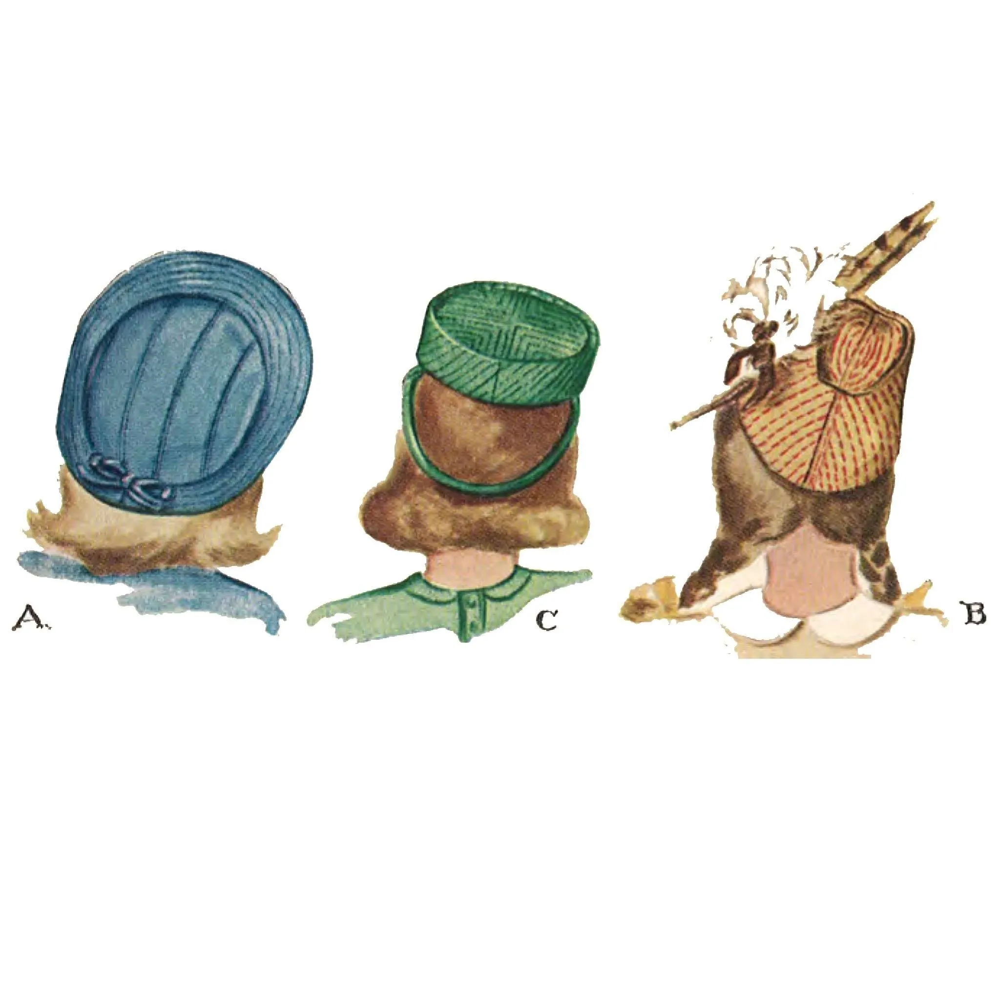 1940s Pattern, Girls Pillbox Bellhop Hats - Hat 21"(53cm)
