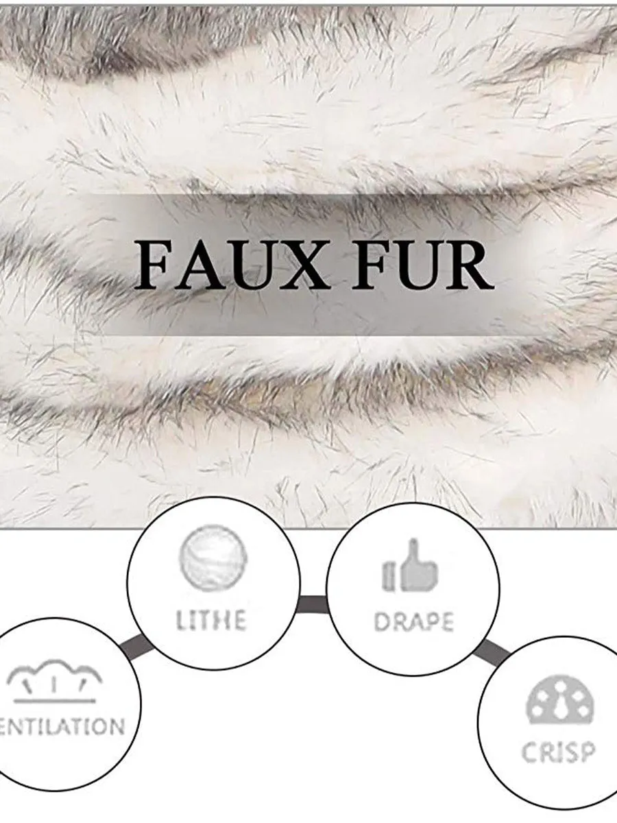 2025 Soft Gradient White-Brown Faux Fur Stole With Buttons