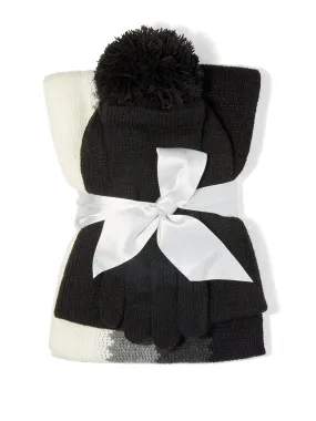 3-Piece Colorblock Scarf, Hat & Gloves Set