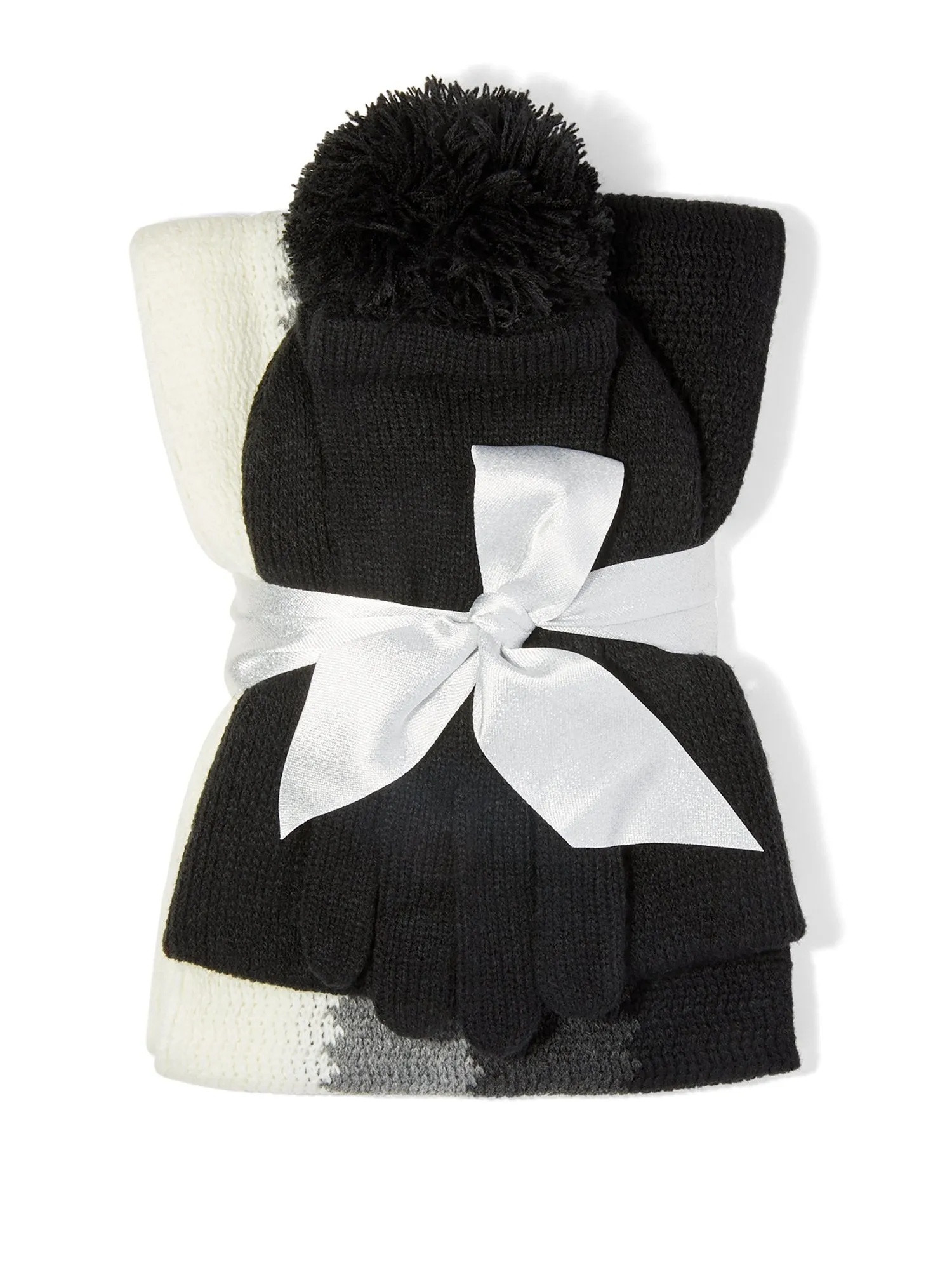 3-Piece Colorblock Scarf, Hat & Gloves Set