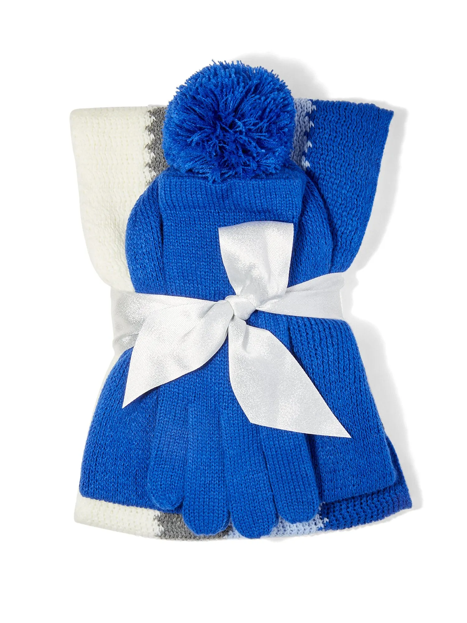 3-Piece Colorblock Scarf, Hat & Gloves Set