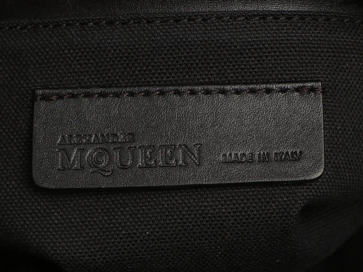 Alexander McQueen Black Calfskin Studded Padlock Skull Clutch