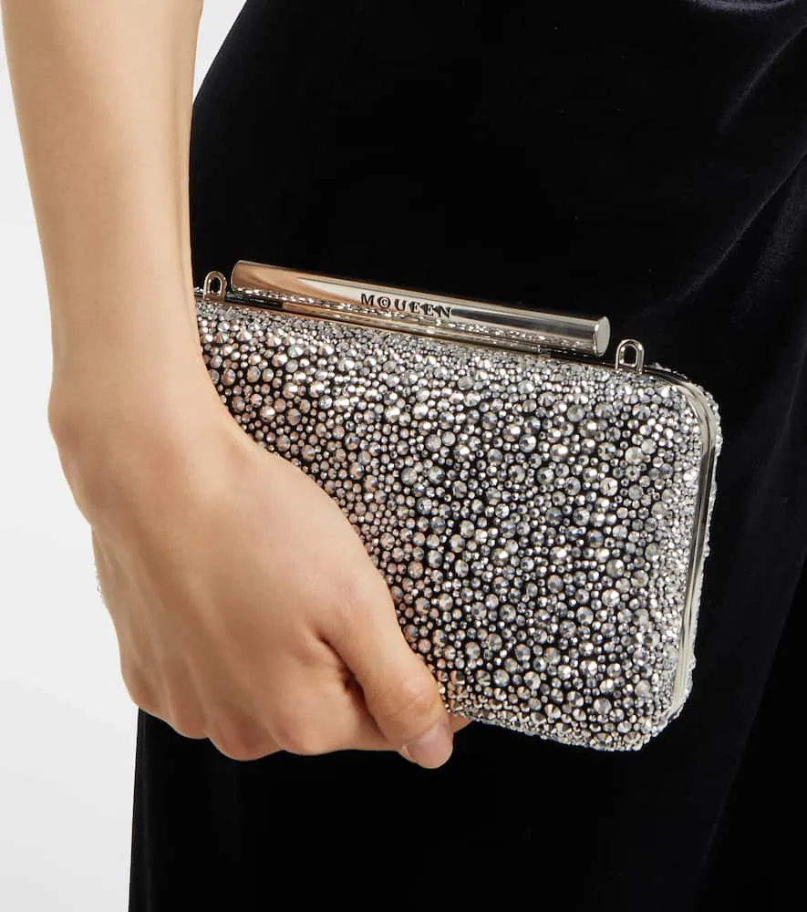 Alexander McQueen McQueen T-Bar crystal-embellished clutch