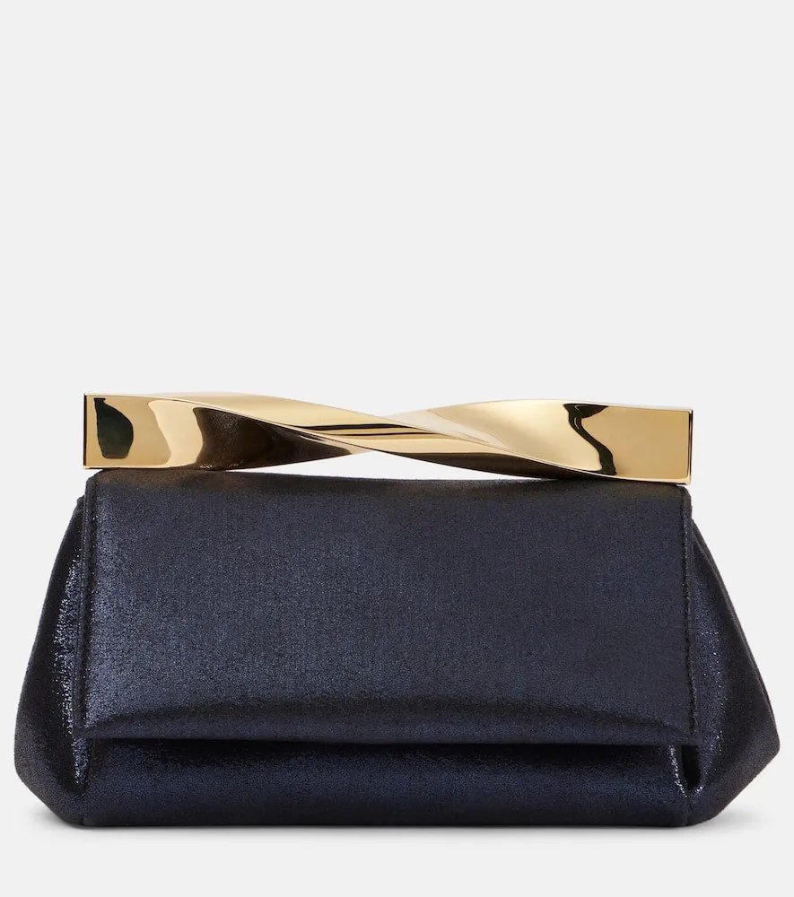 Aquazzura Twist Mini leather-trimmed clutch