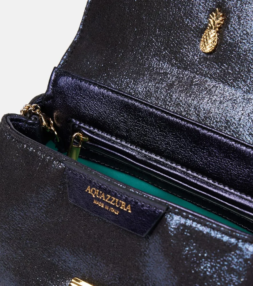 Aquazzura Twist Mini leather-trimmed clutch