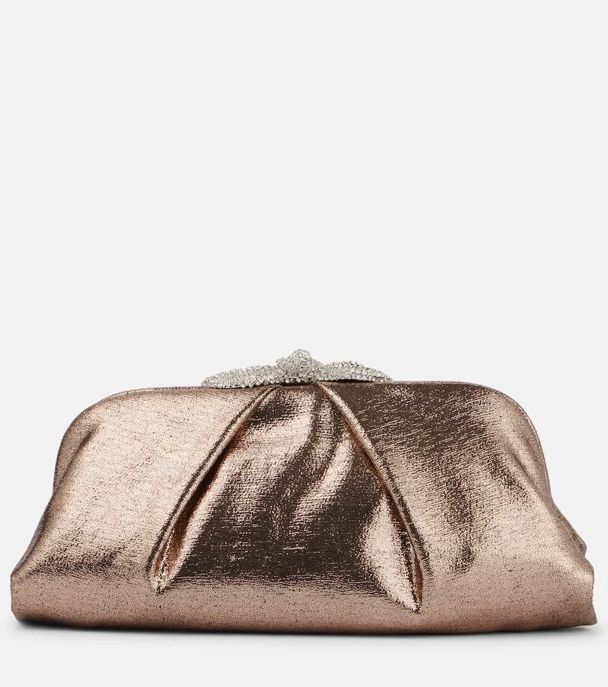 Aquazzura Very Bow Tie embellished satin clutch