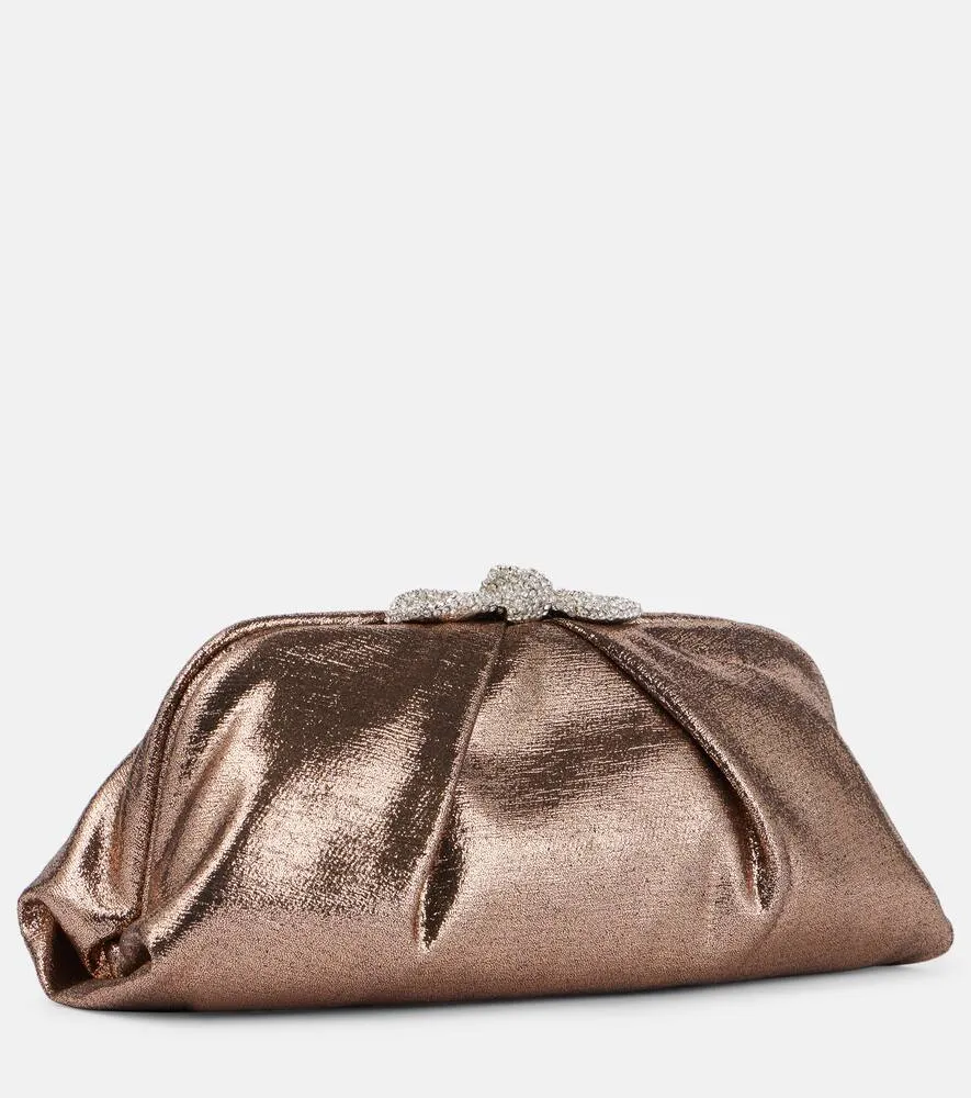 Aquazzura Very Bow Tie embellished satin clutch