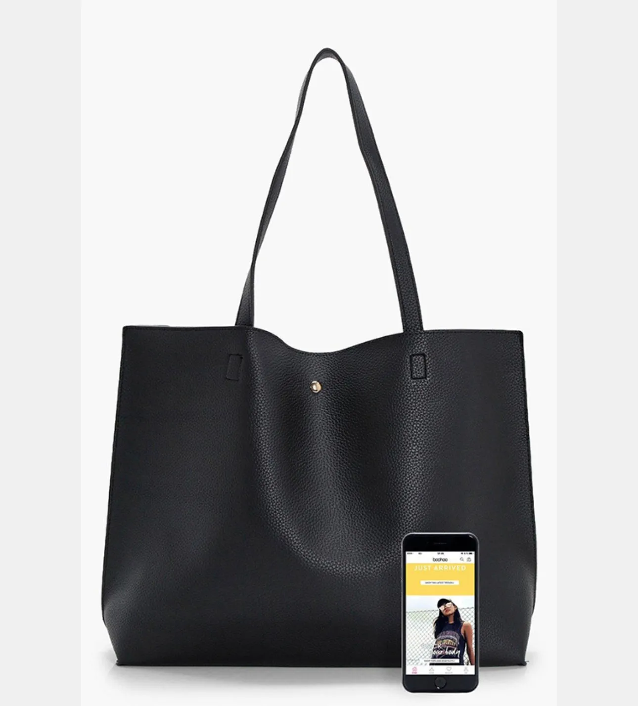Boohoo Large Popper Tote Bag