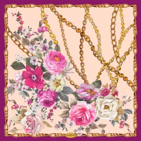 Carlos Ferdinand Pink painted roses with gold chain border - CF67-1 90cm