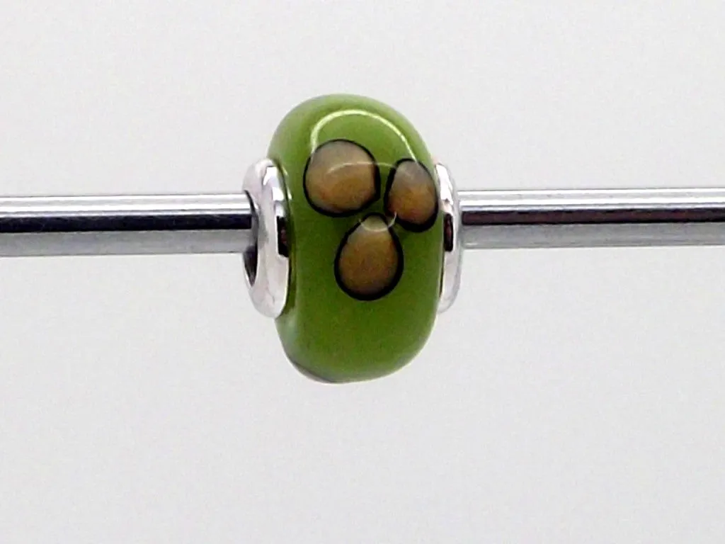 Charmlinks Green Petal Patterned Bead