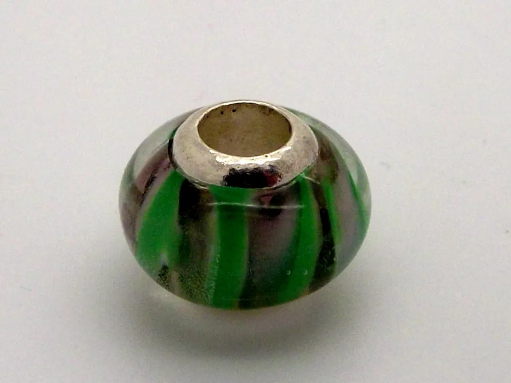 Charmlinks Green Striped Patterned Bead