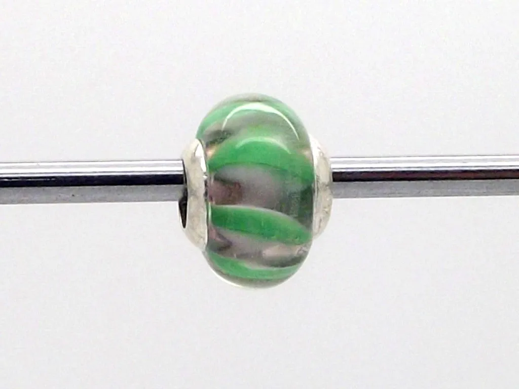 Charmlinks Green Striped Patterned Bead