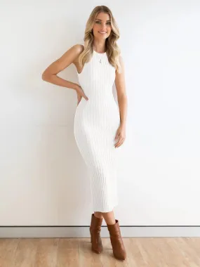 Chic Sleeveless Ribbed Bodycon Dress with Modern Elegance