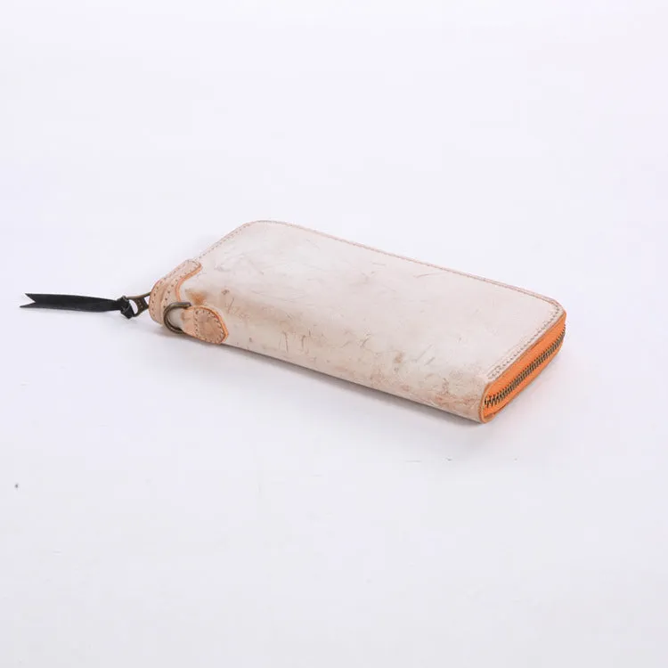 Chic Women's Waxed Leather Billfold Zip Around Wallet For Women