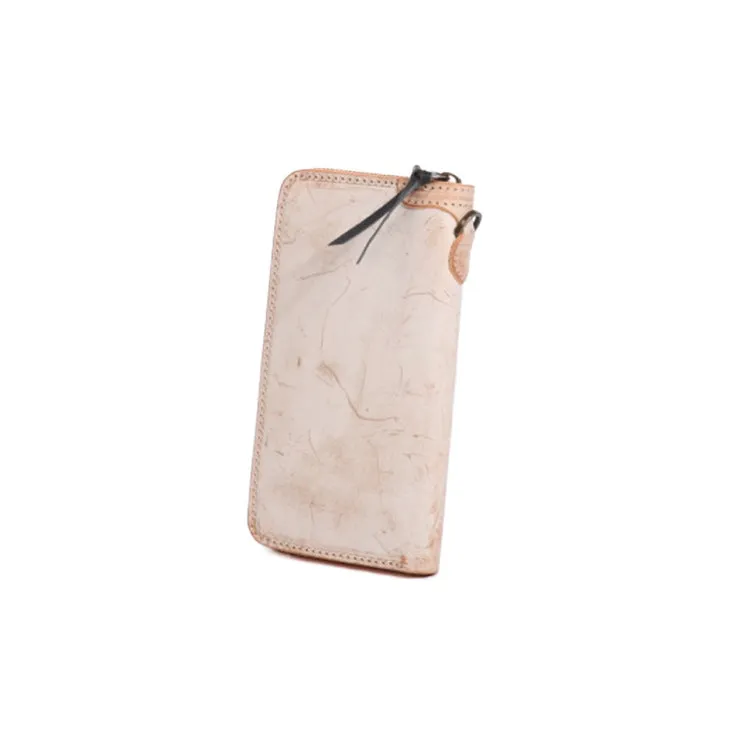 Chic Women's Waxed Leather Billfold Zip Around Wallet For Women