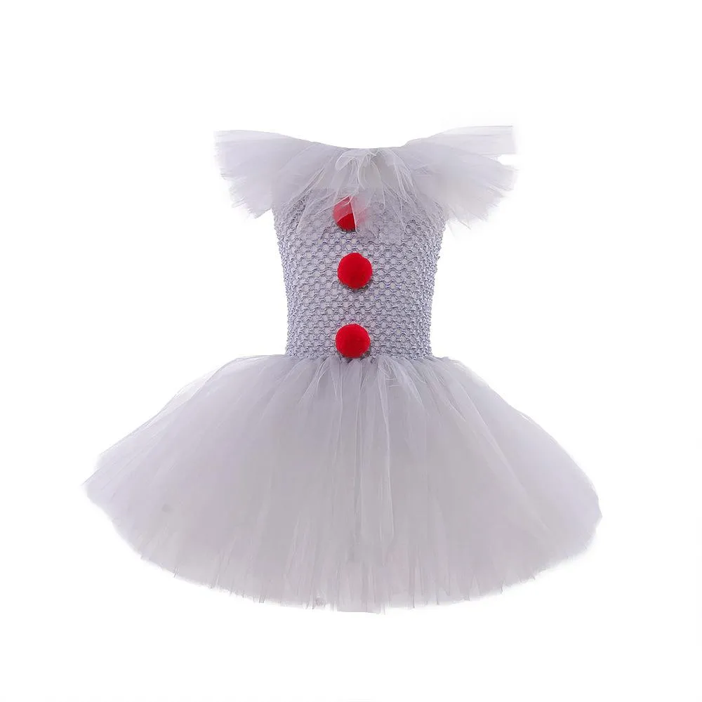 Clown Girls Dress Mesh Dress Set Children's Halloween Costume Wholesale