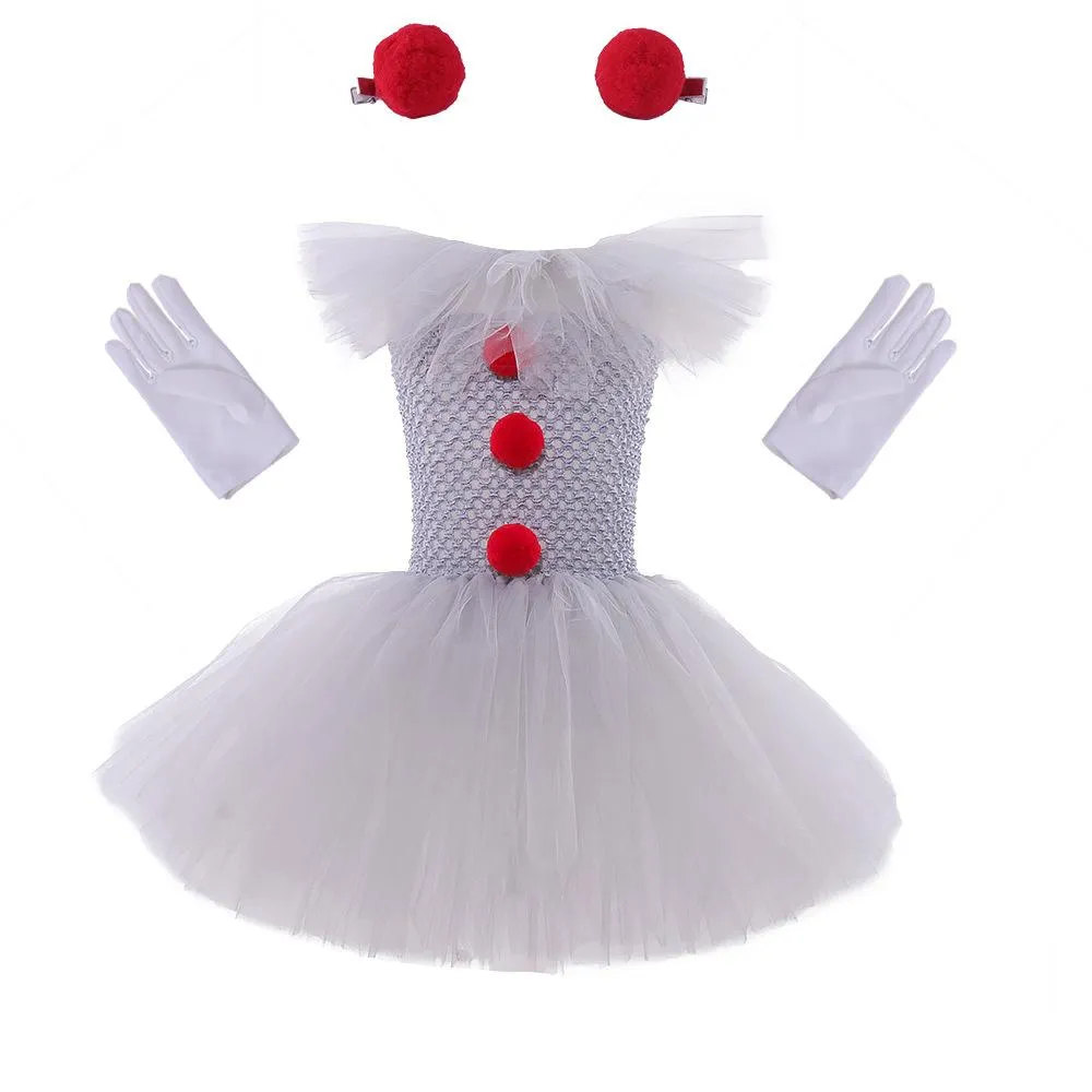 Clown Girls Dress Mesh Dress Set Children's Halloween Costume Wholesale