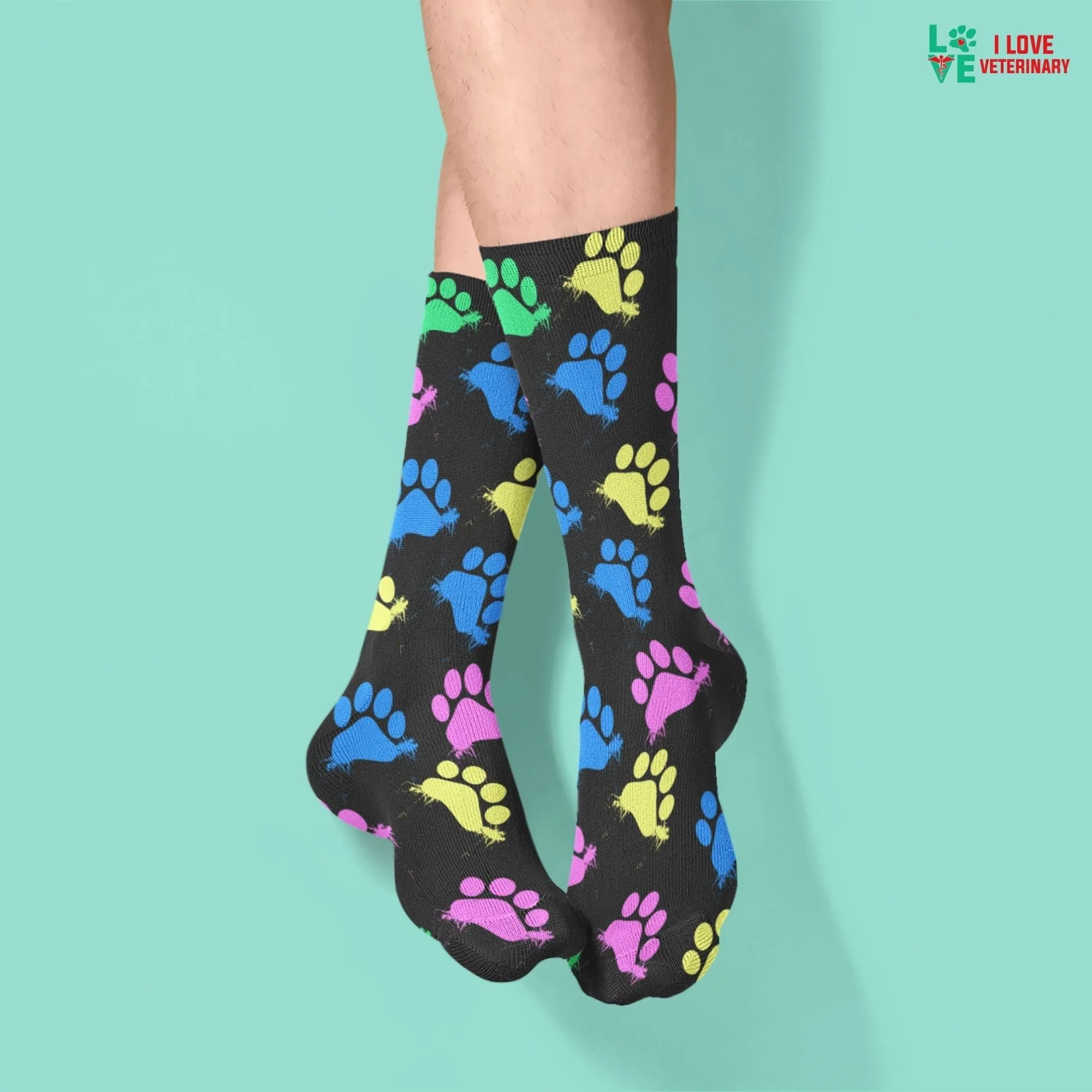 Colorful Paws Sublimation Tube Sock