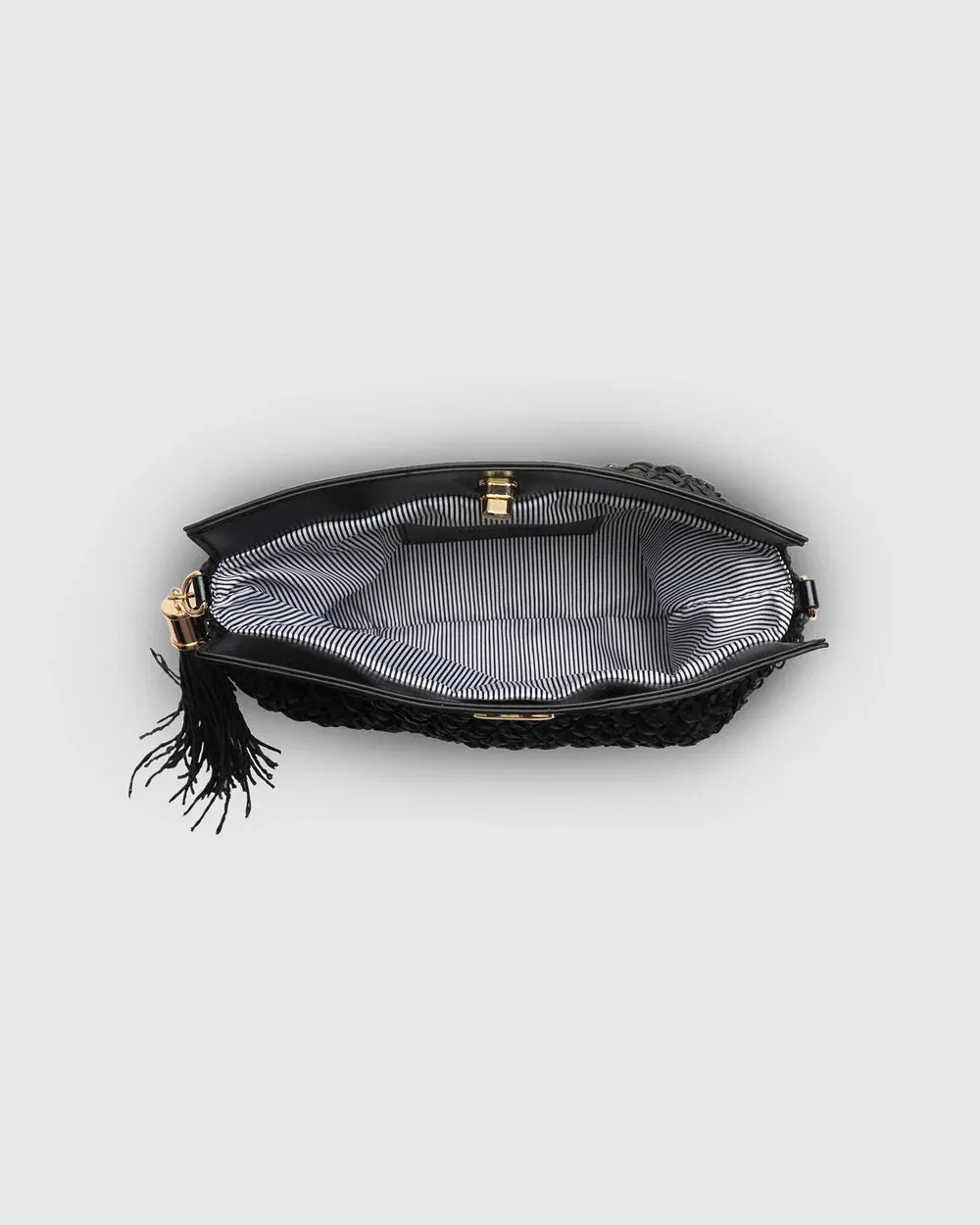 FERN RAFFIA CLUTCH BLACK