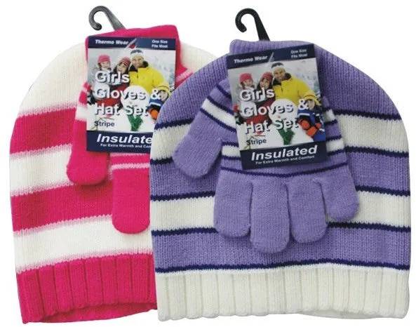 girls winter hat and glove set Case of 120