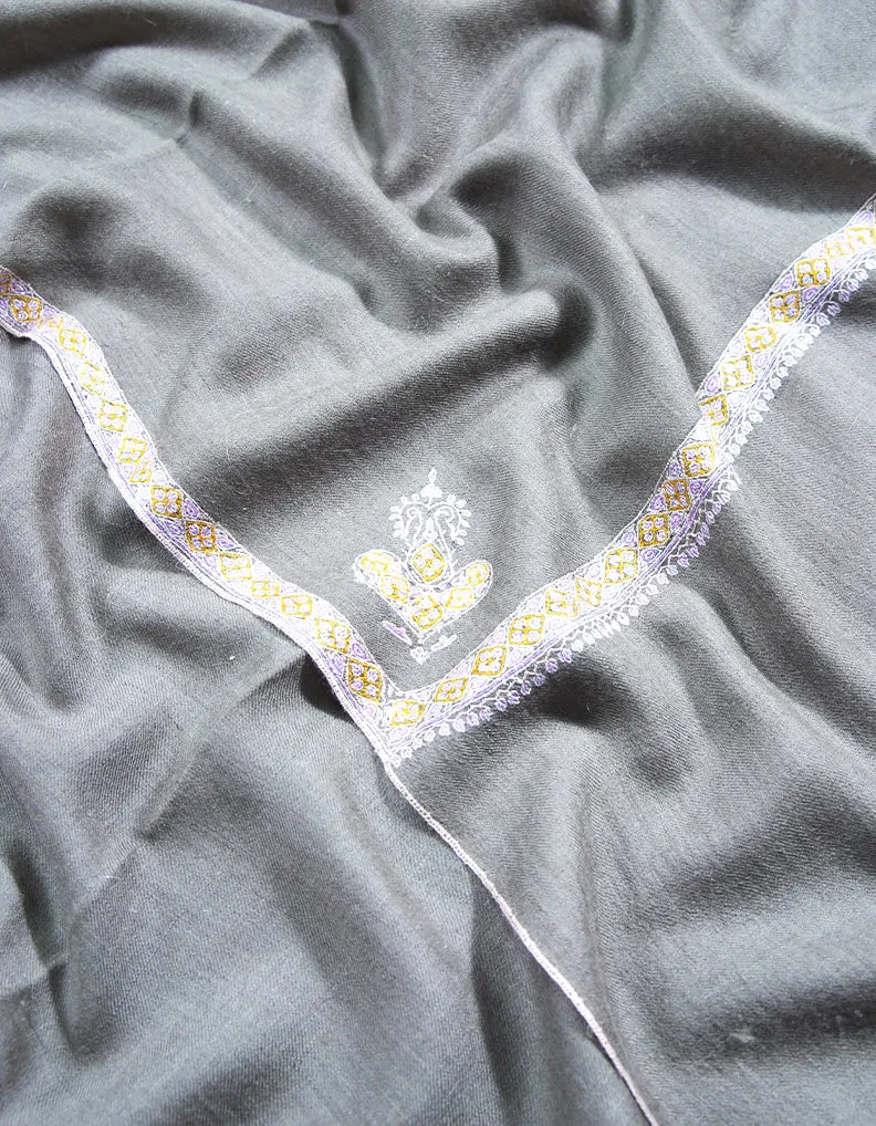 grey embroidery Pashmina shawl 8683