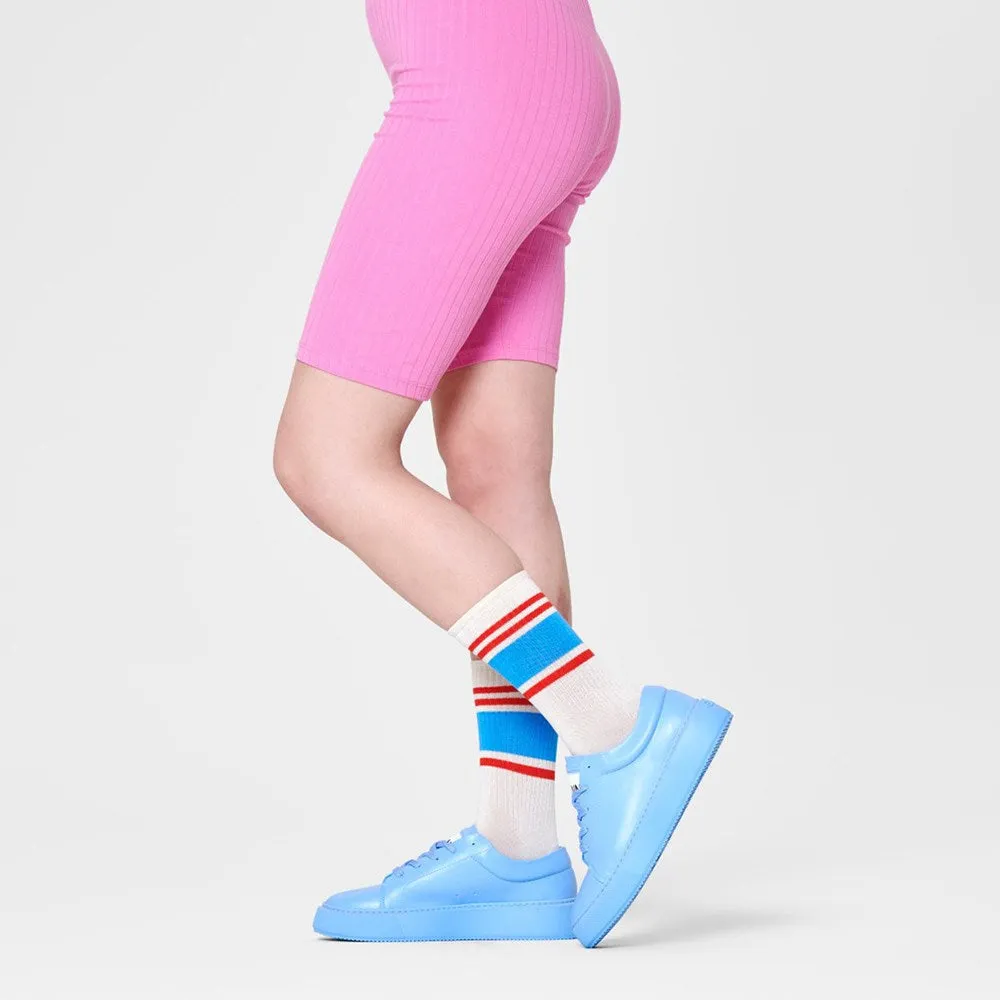 Happy Socks: Blocked Stripe 3/4 Sneaker White ML