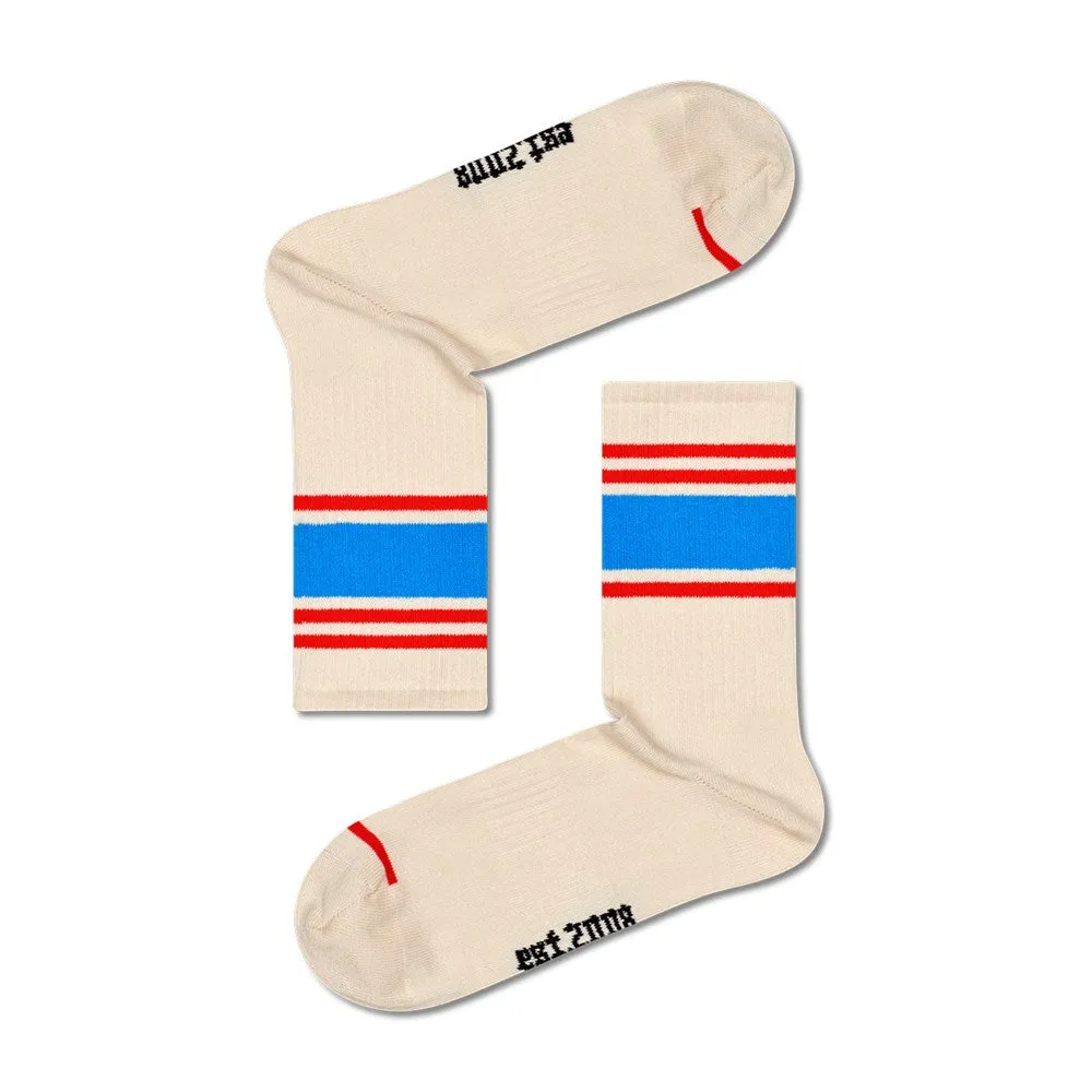 Happy Socks: Blocked Stripe 3/4 Sneaker White ML