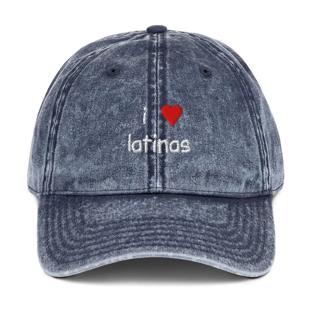 I Love Latinas Vintage Cotton Twill Cap