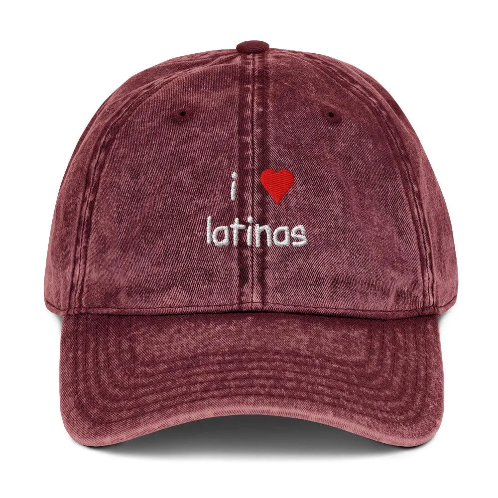I Love Latinas Vintage Cotton Twill Cap