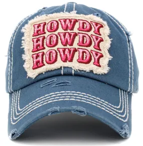 KBV1414 "HOWDY" Vintage Distressed Cotton Cap