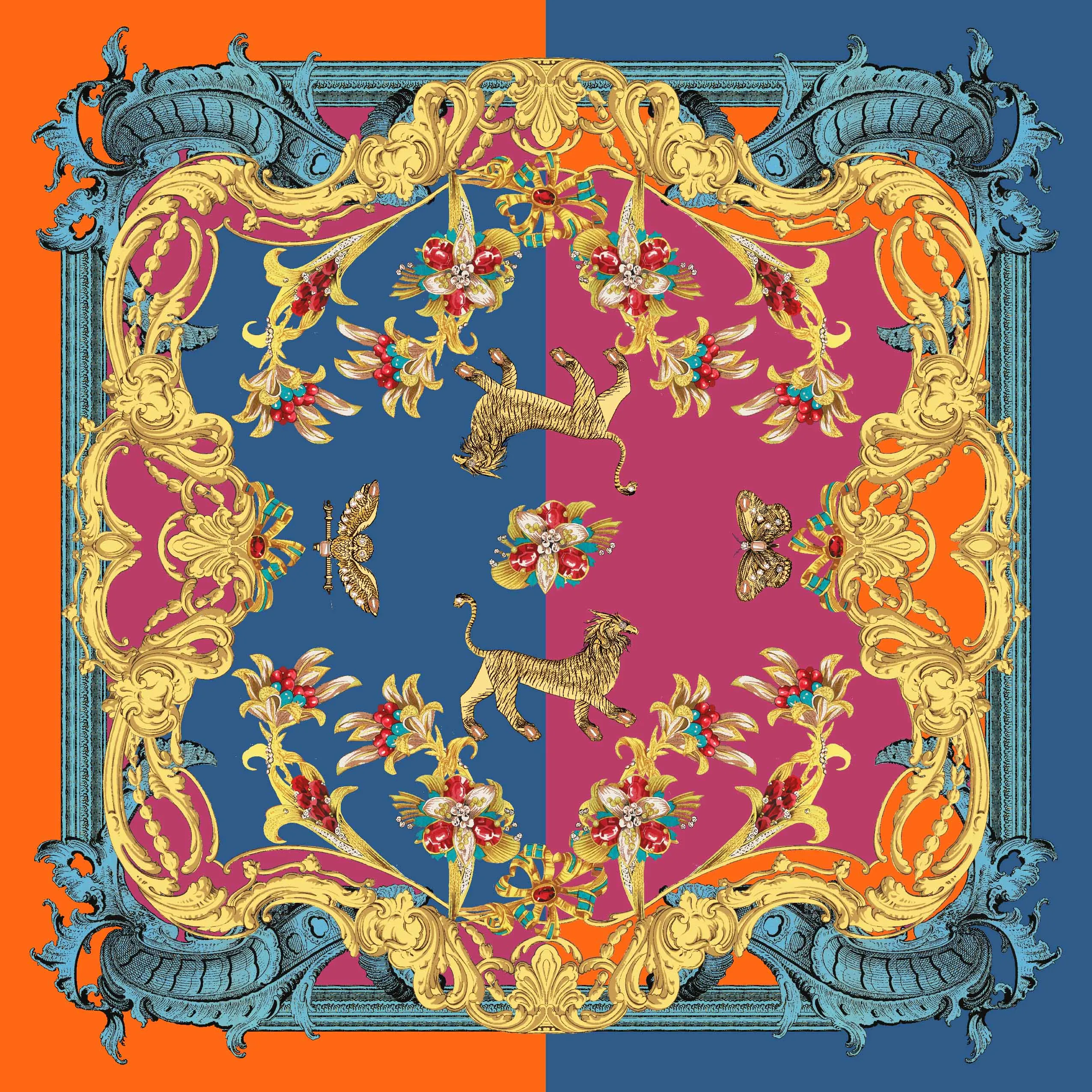 Marqhu Gryphon Scroll Blue/Orange MQ51-2 90cm