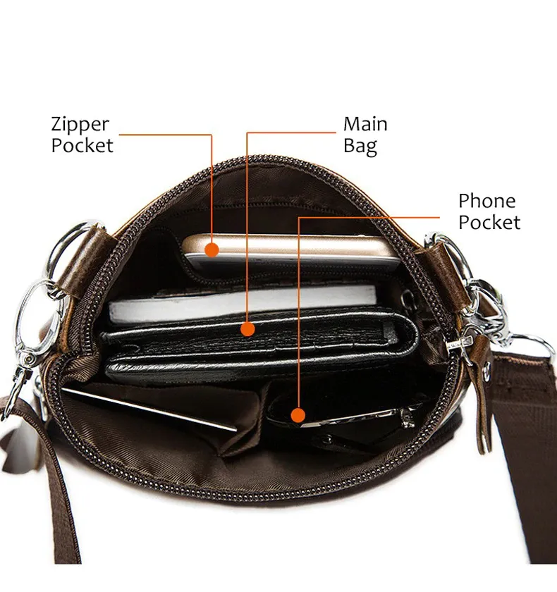 Men Genuine Leather Mini Shoulder Bag for Men