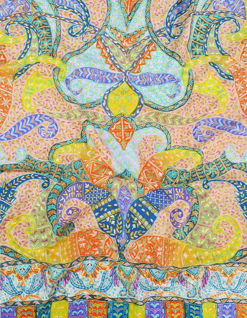 multi-coloured kalamkari Pashmina shawl 8636