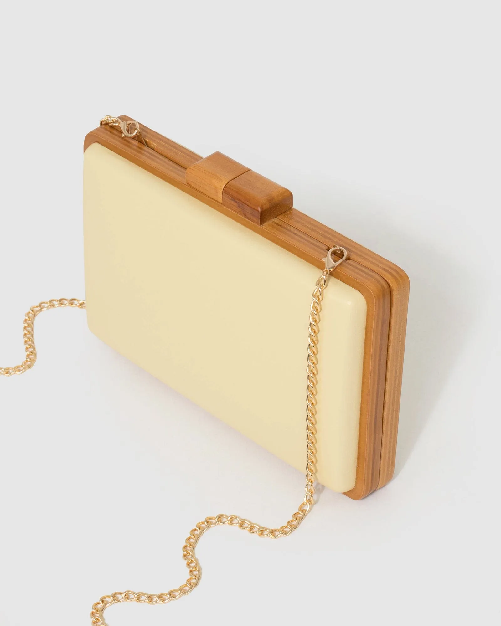 Natural Khloe Hardcase Clutch Bag