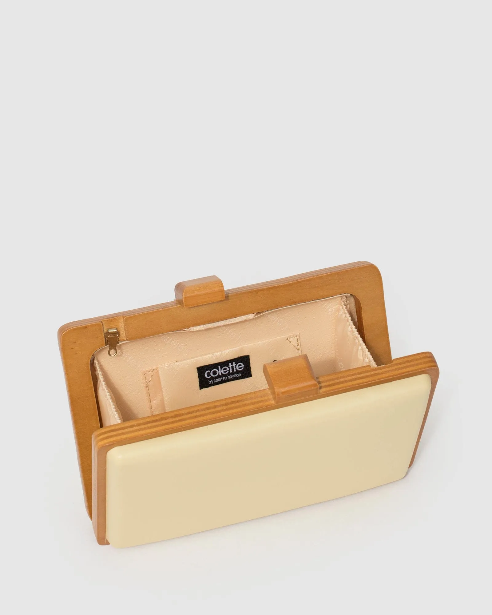 Natural Khloe Hardcase Clutch Bag