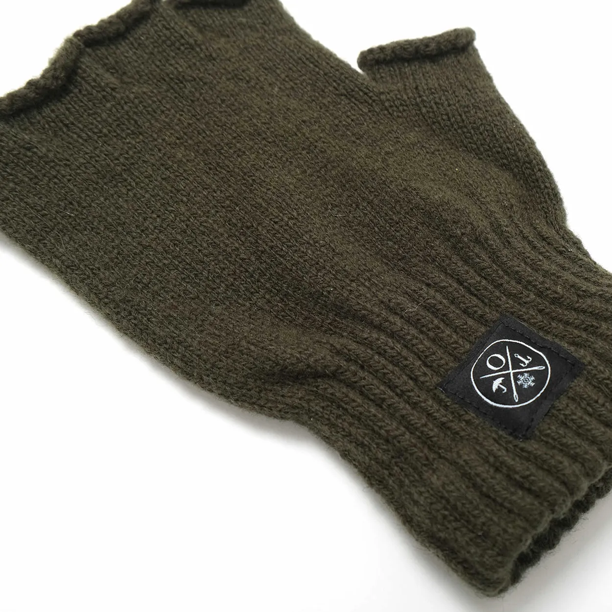 Olive Fingerless Wool Gloves