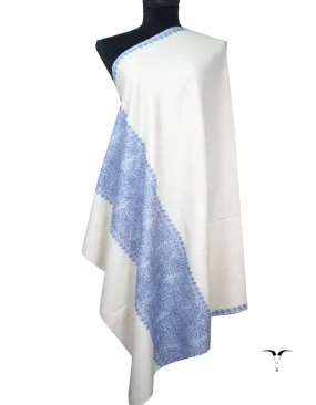 pure white embroidery pashmina shawl 8835