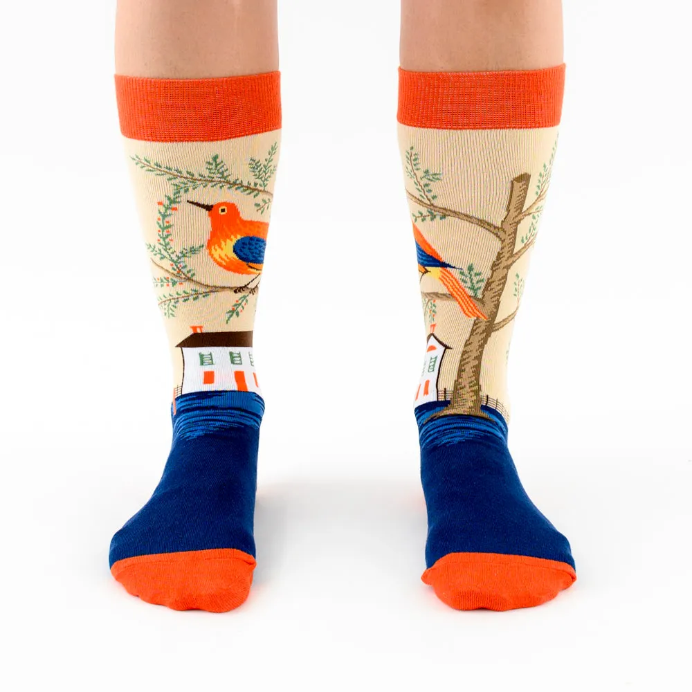 "House and Bird" socks