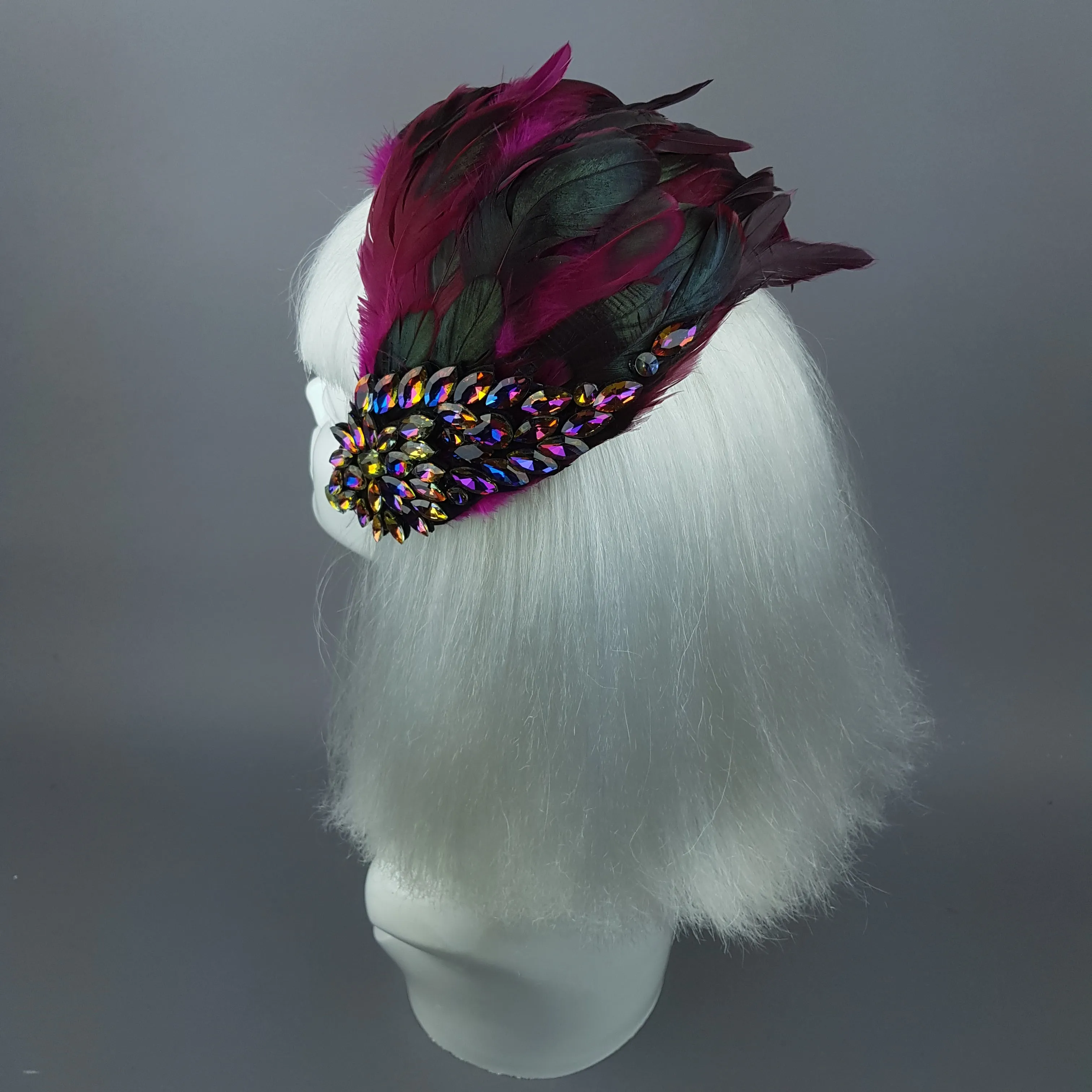 "Plume in Pink" Vintage Inspired Feather & Jewel Fascinator