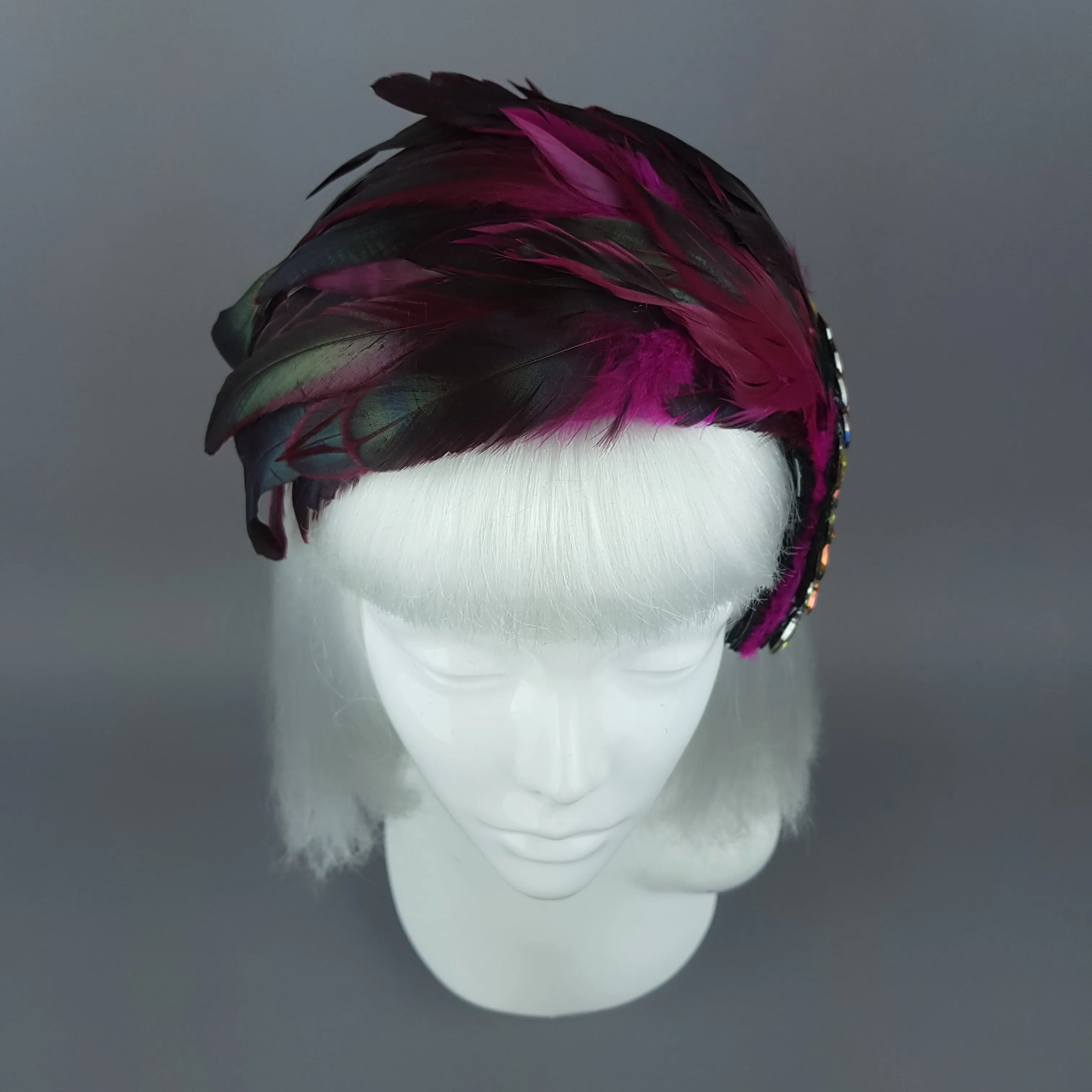"Plume in Pink" Vintage Inspired Feather & Jewel Fascinator