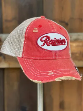 Rainier Beer Hat- Distressed Red Snapback