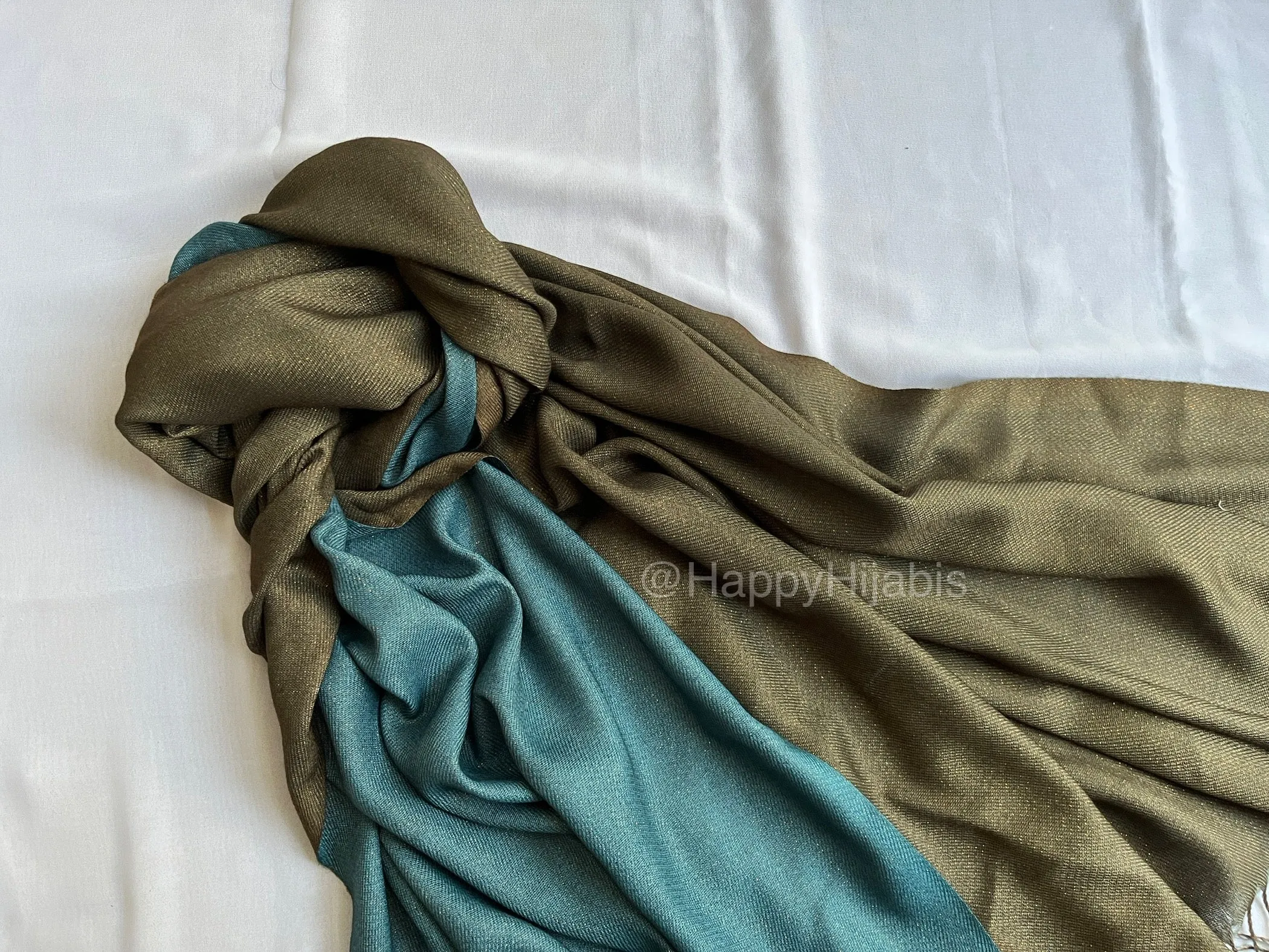 Reversible Moonlight Pashmina- Green Teal