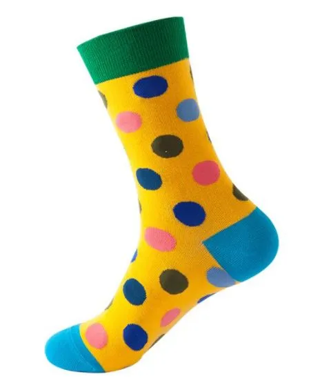 SF1098 Golden Yellow Colorful Polka Dot Socks