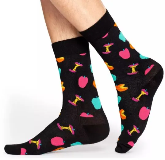 SF172 Black Colorful Apple Socks
