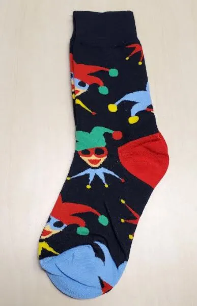 SF205 Black Colorful Jester Socks