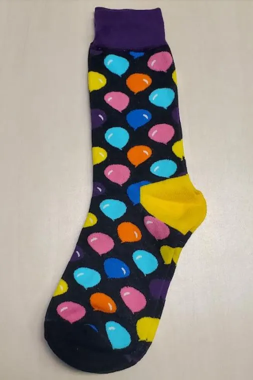 SF454 Black Colorful Balloons Socks