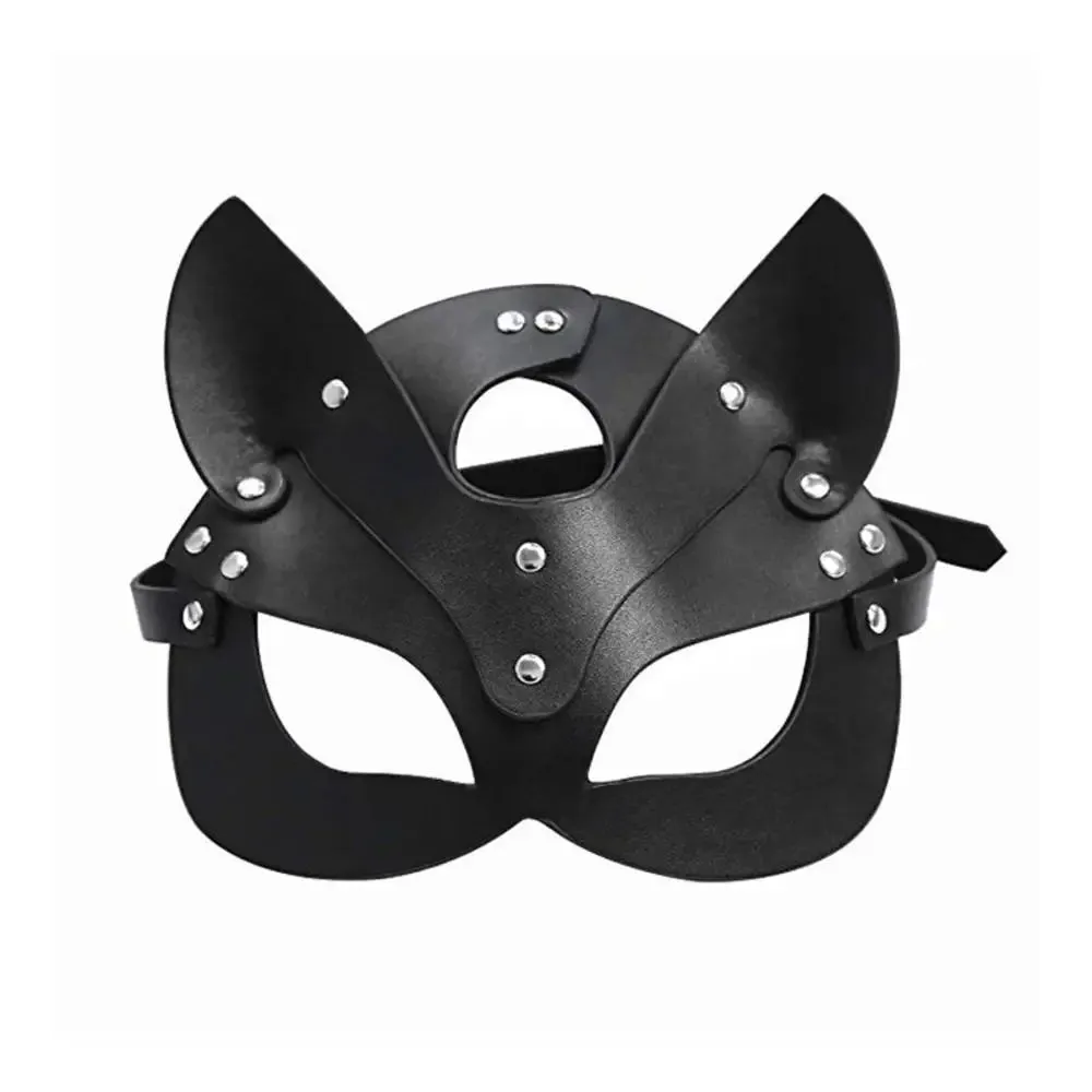 Trendy Cat Inspired Rhinestone Mask Gloves Set