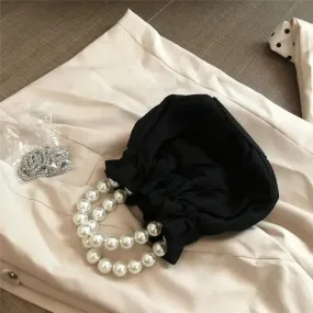 UAKISS  -  Japanese Kawaii Cute Pleated Top-Handle Bags Korean Y2k Women Pearl Chain Purses and Handbags Elegant Chic Sweet Ladies Clutches
