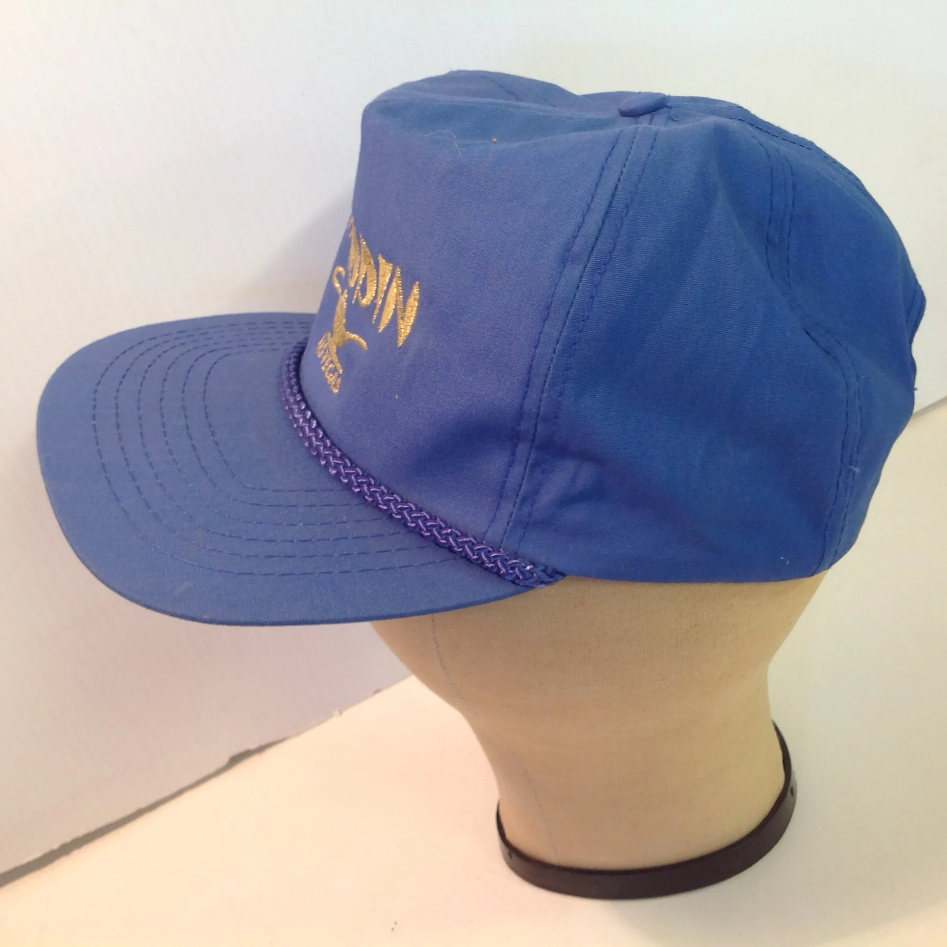 Vintage Aladdin Casino Las Vegas Souvenir Blue Rope Brim Baseball Cap with Tags