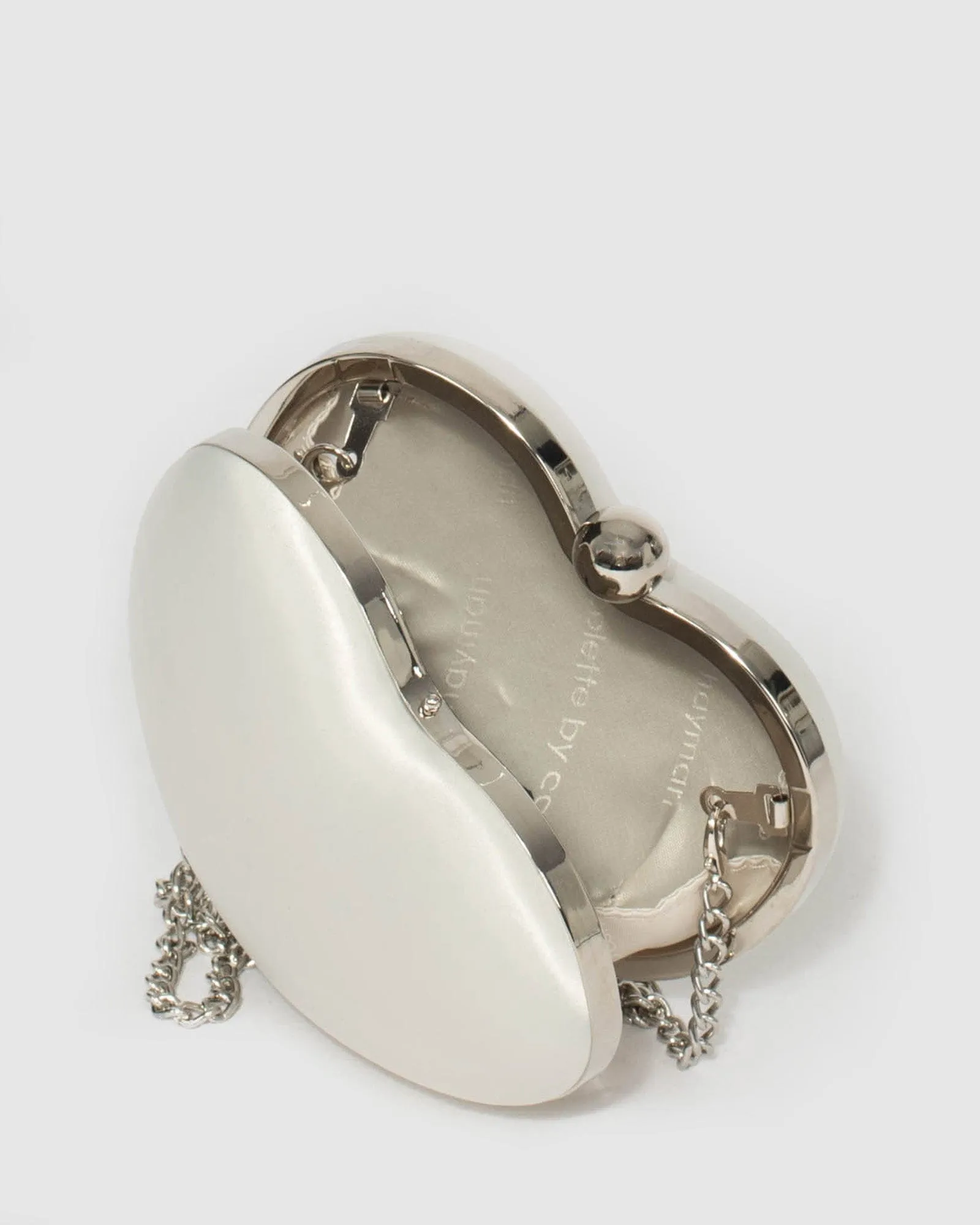 White Heart Hardcase Clutch Bag